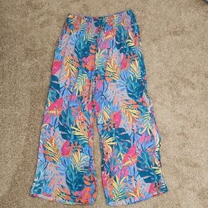 Kona Sol Wide Leg Tropical Pants Open Sides Medium